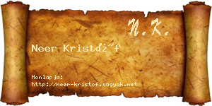 Neer Kristóf névjegykártya